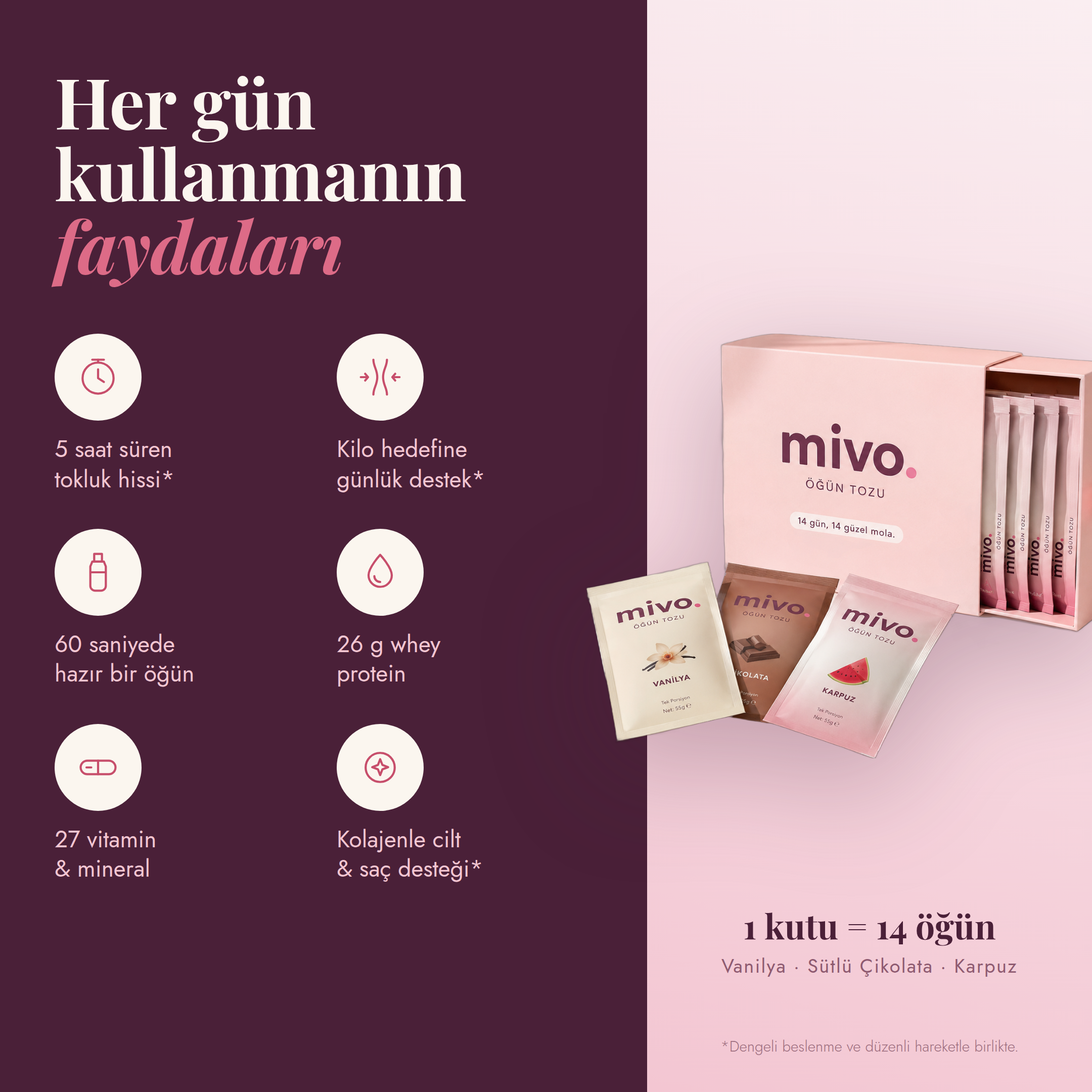 Mivo Öğün Tozu Karpuzlu 14 Öğün