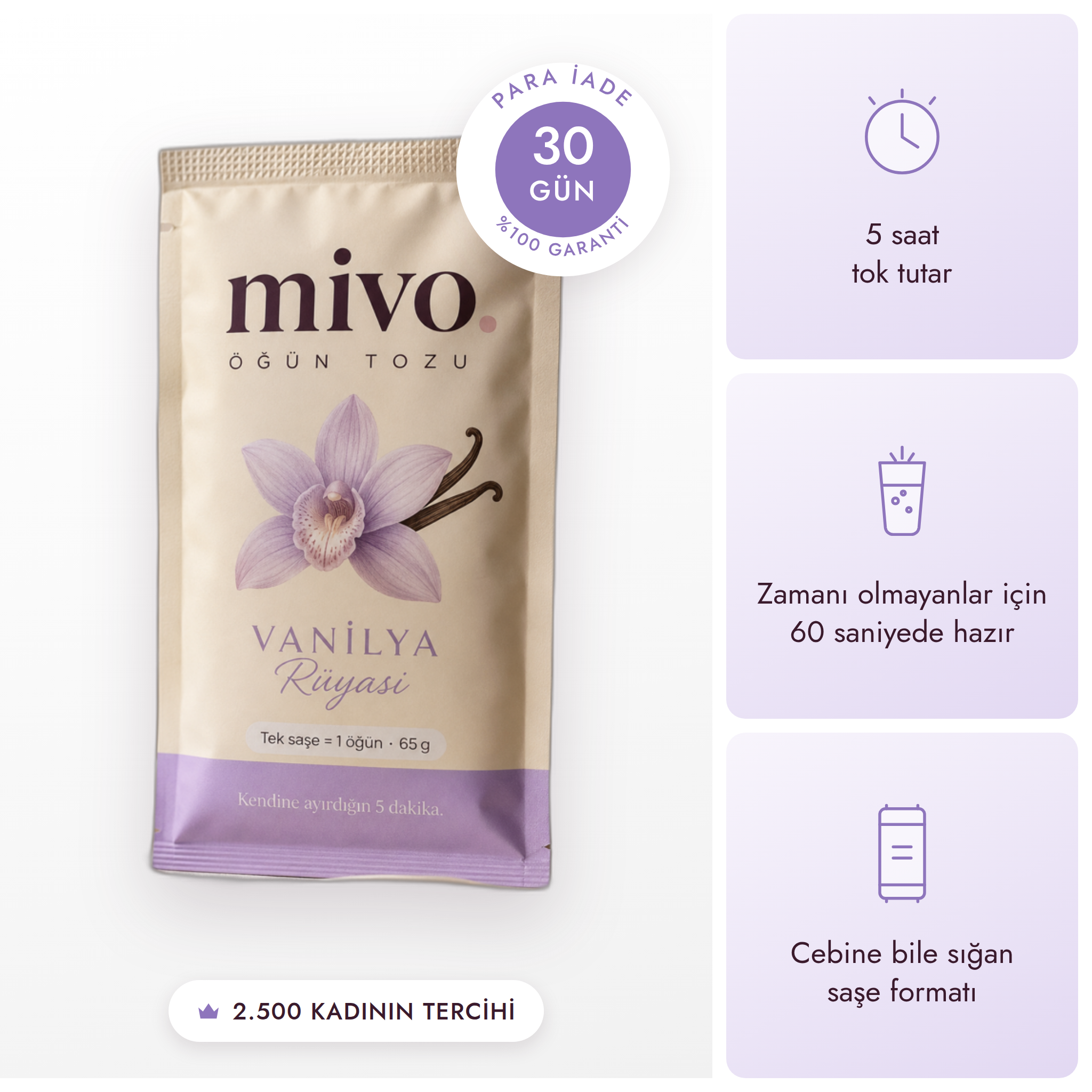 Mivo Öğün Tozu Vanilyalı 14 Öğün